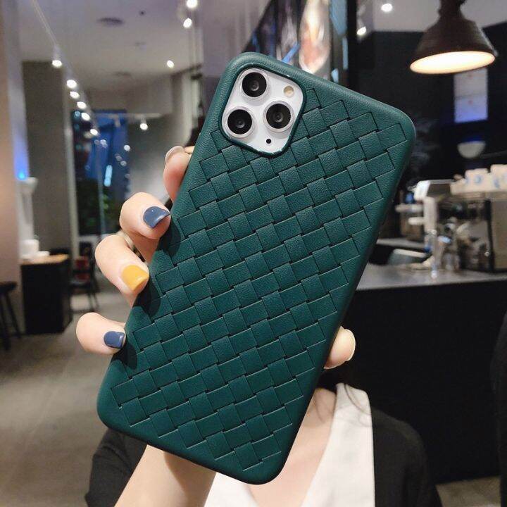 hot-sale-เคสโทรศัพท์มือถือ-ซิลิโคนนิ่ม-กันกระแทก-ลายสาน-สําหรับ-iphone-11-12-13-14-pro-max-12-13-14-plus