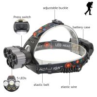 LED Headlamp 5xXM-L T6 Q5 Headlight 15000 lumens LED Headlamp Fishing Outdoor Camp Hike Emergency Light