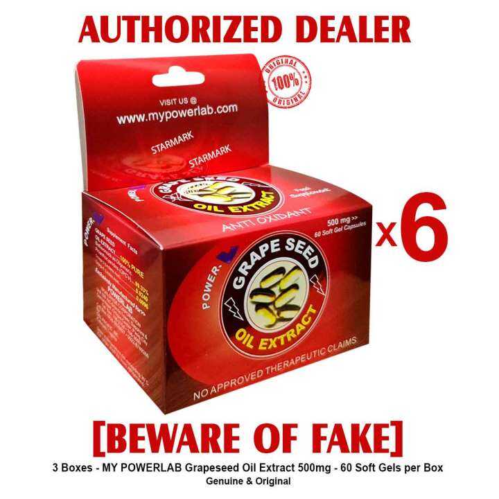 Powerlab GRAPESEED Oil Extract 500mg 60 Soft Gel Capsules per box by