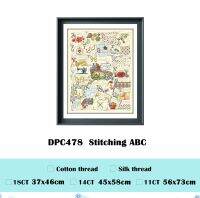 Stitching ABC cross stitch kits cartoon pattern design 18ct 14ct 11ct light yellow canvas embroidery DIY needlework