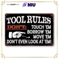 NIU Garage Sign Tool, Tin Metal Coffee Bar Sign Rules Signs Garage, My Room Tools 12x8 Inch Wall Decor Men