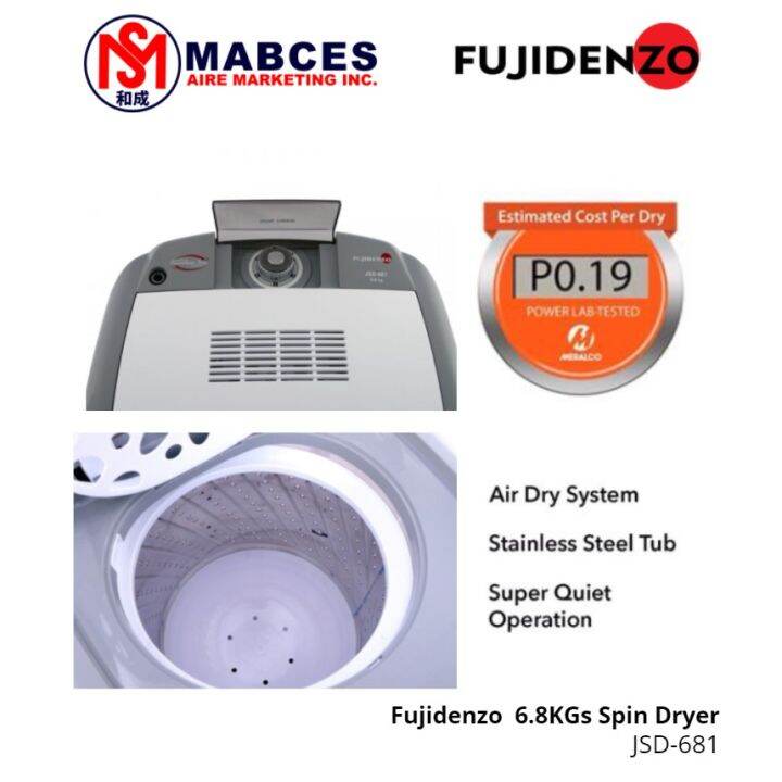 Fujidenzo 6.8 kg Spin Dryer JSD681⚘ Lazada PH
