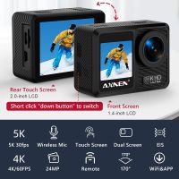 AXNEN AX9 5K Action Camera with Remote Wireless Mic 4K 60FPS Sport Anti-shake WiFi Dual Screen 170 Wide Angle 30m Waterproof Cam