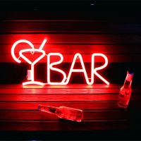 【Time decoration】 LED Bar Neon Sign สำหรับ Letter Night Light พร้อมรีโมทคอนโทรล Aesthetic Room Decor Decoração Para Quarto