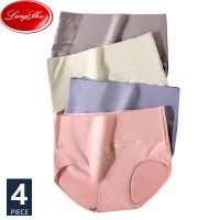 [A LIKE] 4ชิ้น/เซ็ตขนาดบวก M 5XL ผู้หญิง PantiesCotton เอวสูง BriefsUnderwear ระบายอากาศหญิงชุดชั้นใน