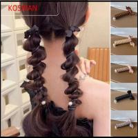 KONSIRAN 2PCS พลาสติกทำจากพลาสติก ที่คาดผมสายโทรศัพท์ เครื่องมือทำผม ไข่มุกไข่มุก อุปกรณ์เสริมผม ของขวัญสำหรับเด็ก กุทัณฑ์ถัก เชือกมัดผมหางม้า สำหรับผู้หญิง