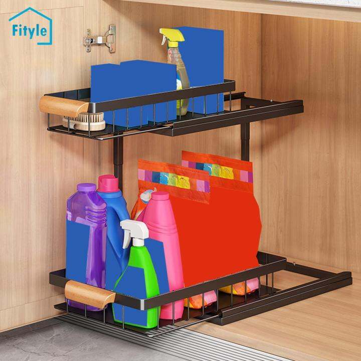 Fityle under Sink Organizers and Storage under Kitchen Organizer 2 Tier Sliding Lazada PH