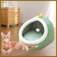 Tempat Tidur Kucing Lucu ถ้ำเคนเนลส์กระท่อมบ้านแมวเตียงสำหรับสุนัขตัวเล็กเต็นท์สัตว์เลี้ยงเตียงลูกแมวกึ่งล้อมรอบผ้ากำมะหยี่สำหรับในร่มนุ่มสบาย