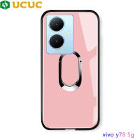 เคส UCUC สำหรับ Vivo Y78 5G Y78 Plus Vivoy78 Vivoy785g + เคสมือถือแข็งแกร่งหรูหรา360 Roble เคสแบบตั้งที่วางแหวนแม่เหล็กปลอกกระจกเทมเปอร์