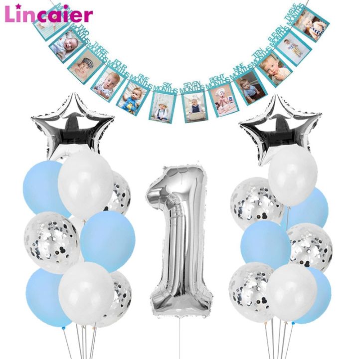 1st-happy-birthday-blue-silver-balloons-foil-number-balloons-banner-first-baby-boy-party-decorations-my-1-one-year-supplies-artificial-flowers-plants
