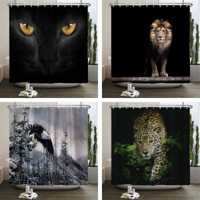 【CW】♞✖  Animals printed lion tiger catElephant3d Curtains Polyester Washable Shower Curtain with