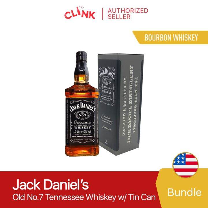 Jack Daniels Old No. 7 Tennessee Whiskey 1L with 2021 Tin Can Bundle♀