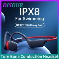 DISOUR เดิมจริงการนำกระดูกหูฟังบลูทูธไร้สาย IPX8กันน้ำเครื่องเล่น MP3ในตัว32กิกะไบต์หน่วยความจำไฮไฟหูตะขอเพลงหูฟังพร้อมไมโครโฟนหูฟังสำหรับว่ายน้ำดำน้ำใต้น้ำหูฟัง