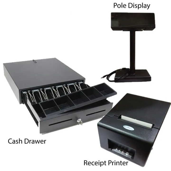 Cash Drawer + Receipt Printer 80mm + Customer Pole Display 3in1 Package