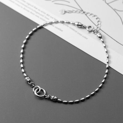 MIQIAO Bracelet On The Leg Chain Womens 925 Sterling Silver Anklets Female Thai Silver Beanie Foot Fashion Jewelry For Girls
