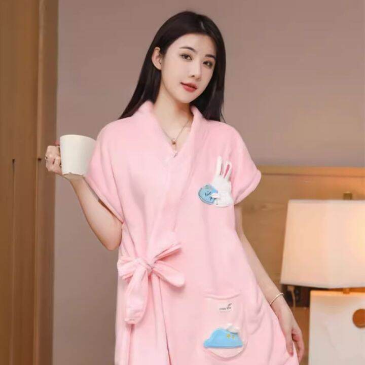 jw-cartoon-can-wrapped-adult-simplicity-attachment-skirt-cotton-absorbent-household-bathrobe