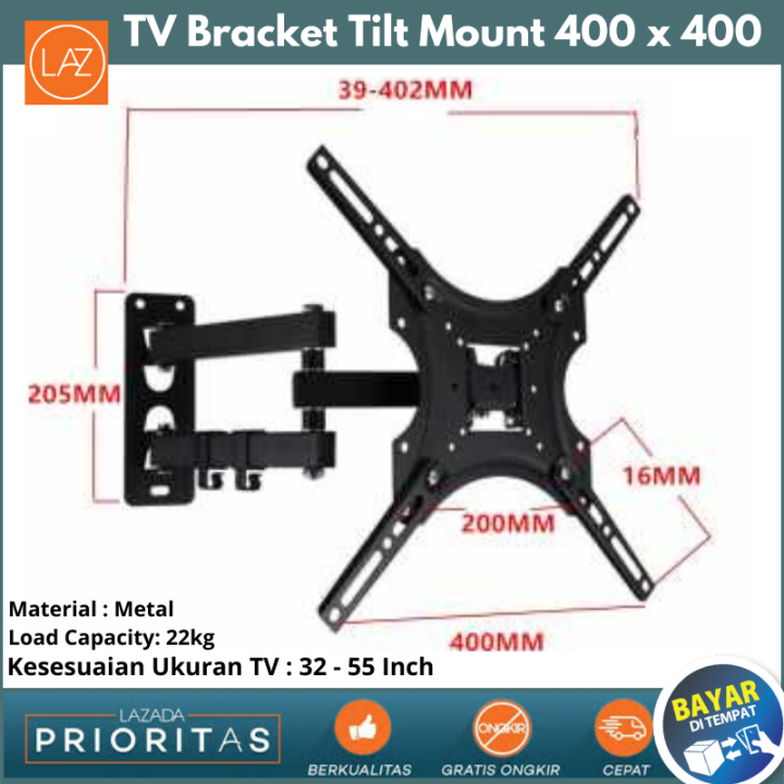 Bracket Tv / Braket Tv / Dudukan Tv Led Ditembok / Gantungan Tv Dinding ...