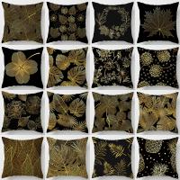 ◊✕ 45x45cm golden leaves black pillow cover pillow cases dakimakura cojines boho pillow covers decorative