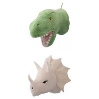 2 Pieces Dinosaur Head Wall Ornaments 3D Cute Nursery Room Living Room Baby