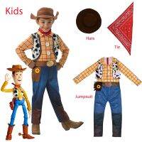 Kids Woody Cosplay Costume Toy Story Sheriff Woody Pride Cosplay Bodysuit Clothes Halloween Carnival Costume Jumpsuits Hat