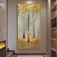 60x120CM Nordic Art Golden Richโปสเตอร์ต้นไม้ภาพวาดศิลปะนามธรรมรูปภาพตกแต่งผนังHome Artผ้าใบวาดภาพ (ไร้กรอบ)