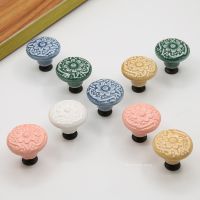 【LZ】๑♛۩  Single Hole Round Ceramic Knob Handle Flower Surface Cabinet Kitchen Door Drawer Handles Dresser Knobs Pulls Furniture Hardware