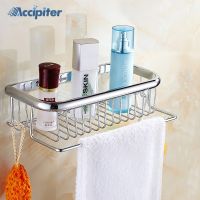 ✢ Stainless Steel Bathroom Shelves Single Tier With Towel Bar Holder Rack Bathroom Shelf Holder Basket Bathroom Accessories