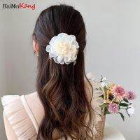 ปิ่นปักผมลายดอกเมทบอลคาเมลเลียขนาด9ซม. สำหรับเครื่องประดับผมสตรี