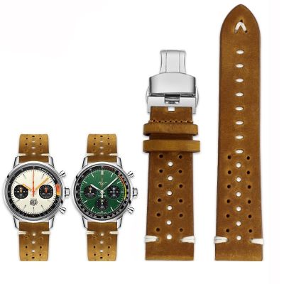 ┅卐 20 มม. 22 มม. สายนาฬิกาหนังแท้สำหรับ Citizen Seiko Hamilton Breitling Breathable สายนาฬิกาสร้อยข้อมือผู้ชายผู้หญิง
