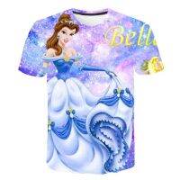 Summer Fashion Cinderella T-Shirts Girls T-Shirts 3D Printing Cinderella Princess T Shirts Kids Anime Short Sleeves Casual Top T