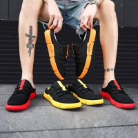 Men Half Shoes Summer2020 Trend Half Slippers Tow Beach Shoes Men Breathable Flying Woven Non-slip Fashion Wear Personality House Slippers