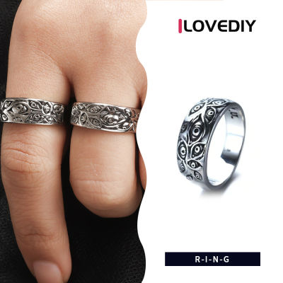 ILOVEDIY แหวนแฟชั่นพังค์สำหรับผู้หญิง,แหวนเฉพาะตัวฮิปฮอปวินเทจผู้ชายตาปีศาจฮิปสเตอร์ย้อนยุคแหวนไม้กางเขนกลวง