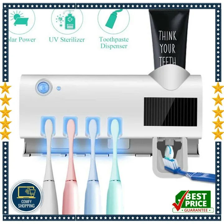 Toothbrush Holder Sterilizer Toothpaste Dispenser Multi functional