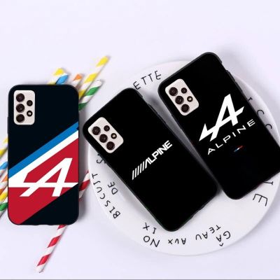 Alpine Logo Tricolor French Phone Case for Samsung A91 A81 A73 A72 A71 A30S A20 A12 A13 A52 A53 4G 5G Black Soft Phone Cover Phone Cases
