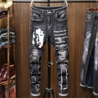 Male Jeans Men MenS Jean Homme Denim Slim Fit Pants Trousers Black Biker Ripped Jeans For Men Skinny Spijkerbroeken Heren