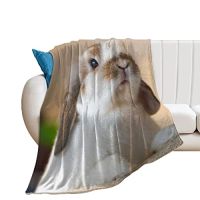 Rabbit Flannel Throw Blanket Anti-Pilling Cozy Bed Blanket Lightweight Warm Blankets for Couch Bed Sofa Office Super Soft King