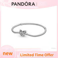 แพนดอร่า สร้อยข้อมือโซ่กระดูกงูผีเสื้อหัวเข็มขัดเงินแท้ 925 Pandoraˉ 925 Sterling Silver Pandoraˉ Butterfly Buckle Snake Bone Chain Bracelet 590782C01