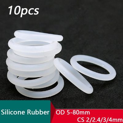 10pcs Thickness 2/2.4/3/4mm White Rubber Seal Ring OD 5 80mm Heat Resistant Food Grade Silicone O Ring