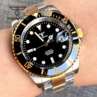 【YF】 Tandorio Two Tone Golden 40mm Mens Automatic Dive Watch Sapphire Glass Rotating Bezel Bracelet Luminous NH35 Movement