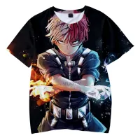 【Mens clothing】 MyAcademia Shoto Todoroki 3DChildren 39; S สวมสั้น T ผู้ชาย39; S FashionShort แขน TFashionTopsWomen Accessories GlovesT-Shirts &amp; Tanks T-Shirts