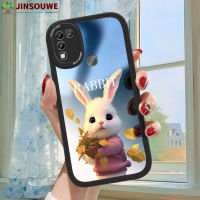 Jinsouwe เคสมือถือสำหรับ Infinix เคส Hot11play ลายกระต่ายการ์ตูนสำหรับเด็กผู้หญิง,เคสกระจกป้องกันเต็มปกหนัง11 Play /X688B