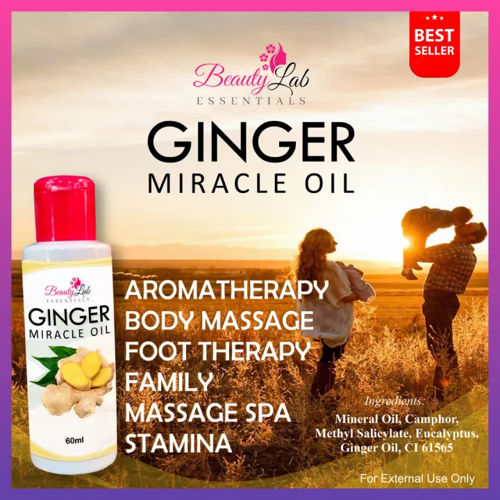EFFECTIVE AUTHENTIC GINGER MIRACLE OIL 60 ML FOR MUSCLE PAIN BACK TENSION HEADACHE ALL NATURAL