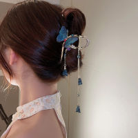 CIFbuy Korea Style Rhinestone Butterfly Tassel Hairpin New Design Blue Crystal Hair Clips Luxury Hair Accessories