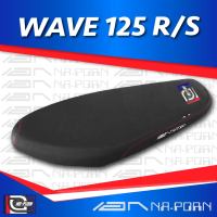 WAVE 125 R/S เบาะปาด เอกนาพร เบาะมอเตอร์ไซค์ ผลิตจากผ้าเรดเดอร์สีดำ หนังด้าน ด้ายแดง