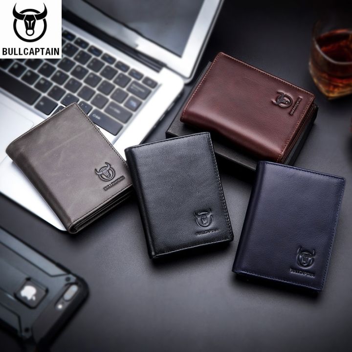 layor-wallet-bullcaptain-ใหม่-rfid-ผู้ชาย39-s-กระเป๋าสตางค์หนังสั้นแนวตั้งหัวรถจักรอังกฤษที่เดินทางมาพักผ่อนแพคเกจบัตรมัลติฟังก์ชั่กระเป๋าสตางค์หนัง