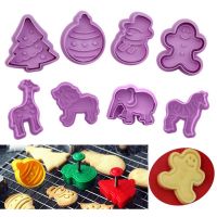 4PCS/set Christmas Mold Cookie Cutter 3D Cookie Plunger Cutter DIY Baking Stamp Mould Die Fondant Cake Decorating Tools