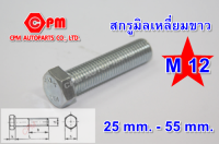 สกรูมิลขาว   น๊อตขาว  Both  สกรูมิลเหลี่ยมขาว ขนาด M12 ยาว 25 - 55 mm.