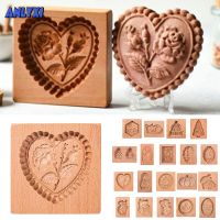 10 Styles Wooden Cookie Mold Cutter Wooden Gingerbread Cookie Moulds Press 3D Cake Embossing Baking Mold Rose Flower Cutter Bread Cake  Cookie Accesso