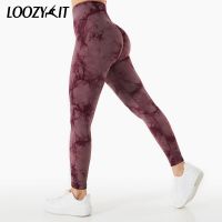 【YF】 Women Tie Dye Scrunch Butt Lifting Sport Pant Femal High Waisted Seamless Leggings Smile Contour Workout Gym Yoga Pants Tights