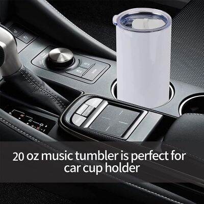 Hot Music ลำโพง Tumbler,ถ้วยแก้วตรงพร้อมฟาง,ถ้วยสแตนเลสพร้อมไฟ LED ที่ถอดออกได้สำหรับวาเลนไทน์,ของขวัญวันเกิด